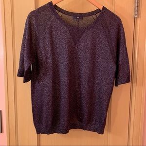 GAP Navy Metallic Short Sleeve Top Lightweight Size Small